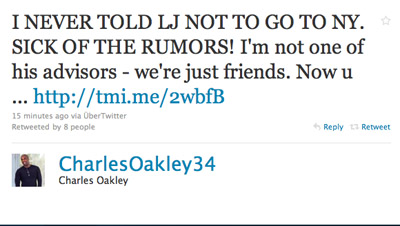 Charles Oakley's Twitter. Charles Oakley's Twitter.