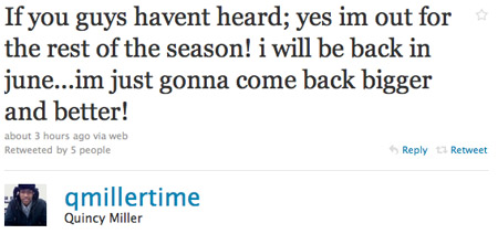 Quincy Miller, Twitter. Quincy Miller, Twitter.