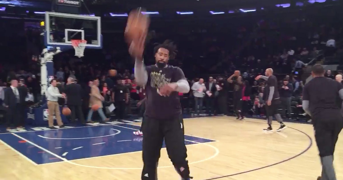WATCH: DeAndre Jordan Wedges Ball In Jumbotron