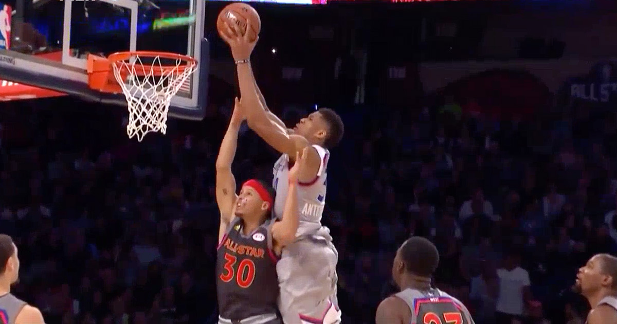 WATCH: Stephen Curry Fails To Avoid Being Posterized by Giannis Antetokounmpo
