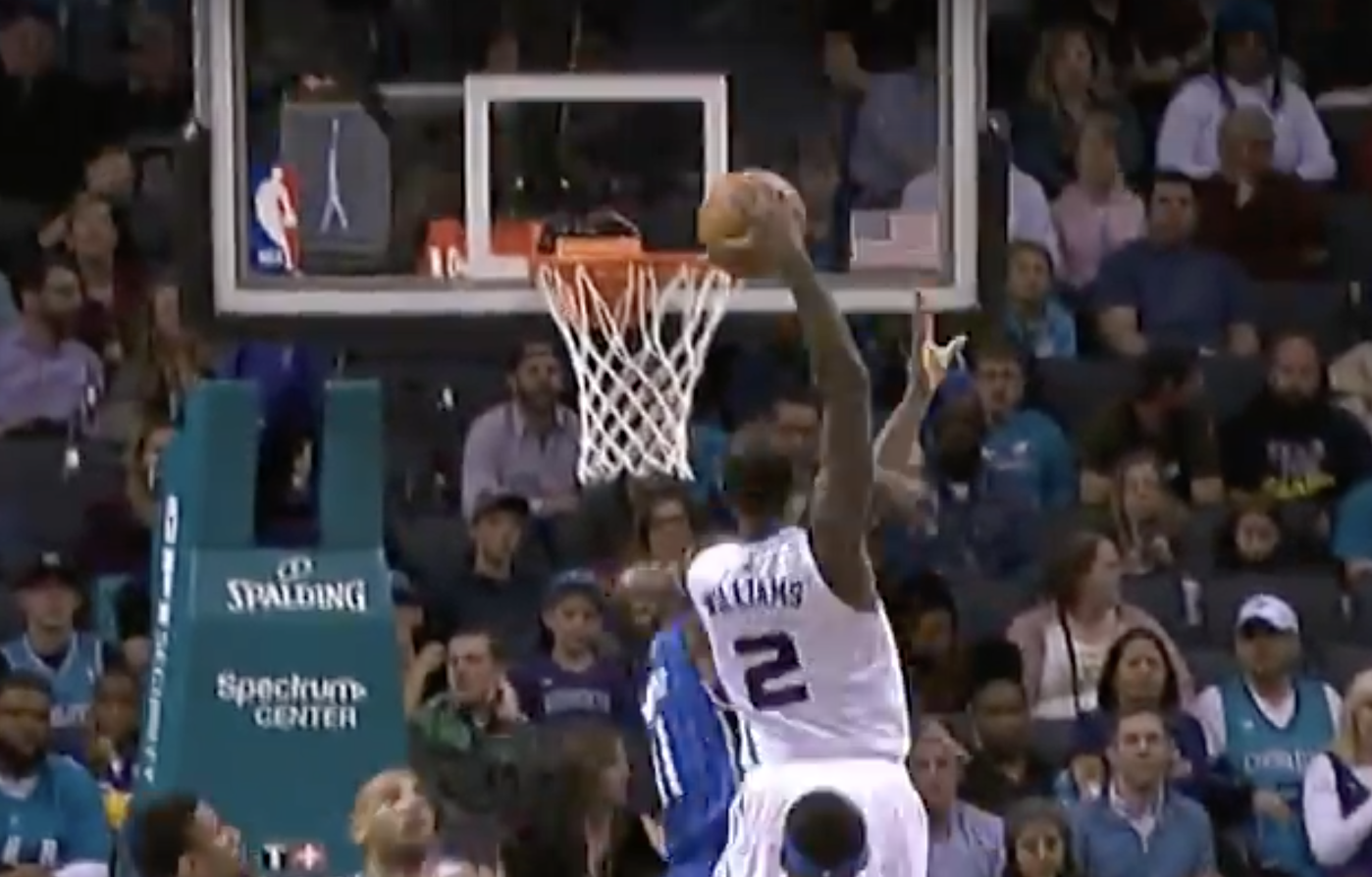 Marvin Williams Puts Bismack Biyombo in the Rim